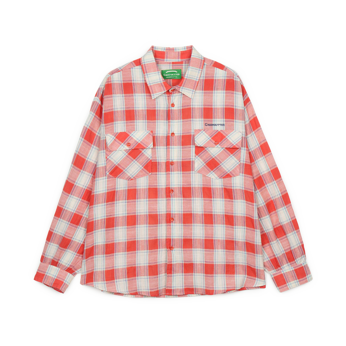 그린버터 러스틱 체크 셔츠 레드(Greenbutter Rustic Check Shirt Red)
