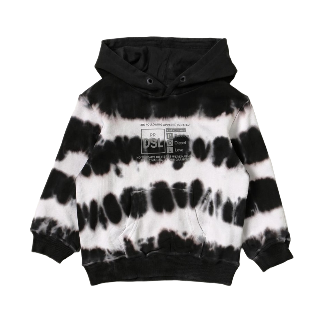 (키즈) 디젤 83 오버사이즈 후드 티셔츠 화이트 블랙((Kids) Diesel 83 Oversized Hoodie T-Shirt White Black) - 1