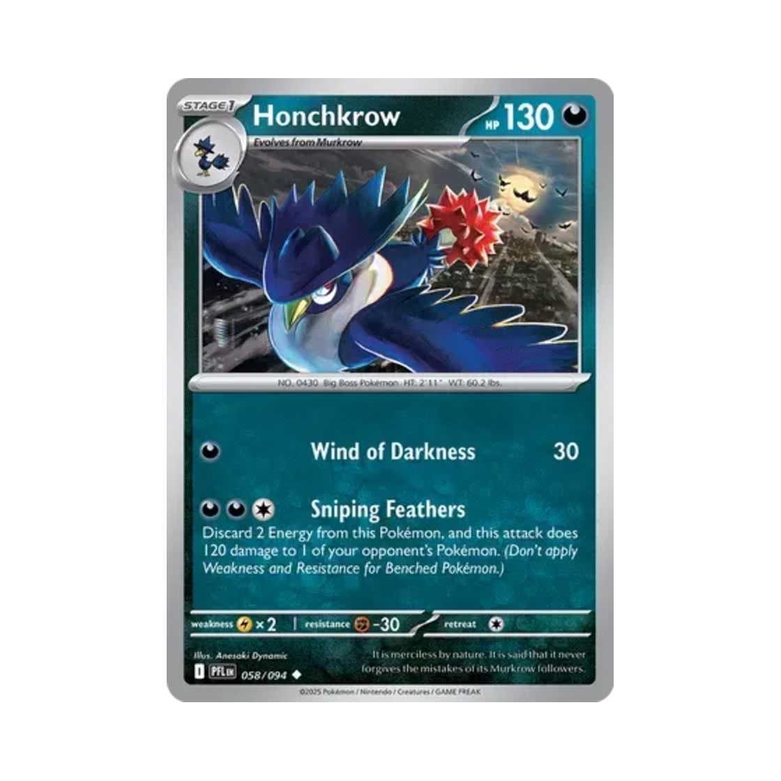 포켓몬 TCG 돈크로우 U 판타스말 플레임즈 (영문판)(Pokemon TCG Honchkrow U Phantasmal Flames (English Ver.)) - 1