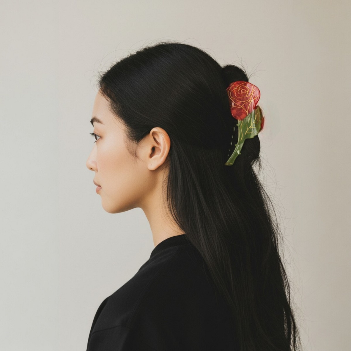 쿠쿠수제뜨 장미 헤어집게핀(Coucou Suzette Rose Hairclaw) - 4