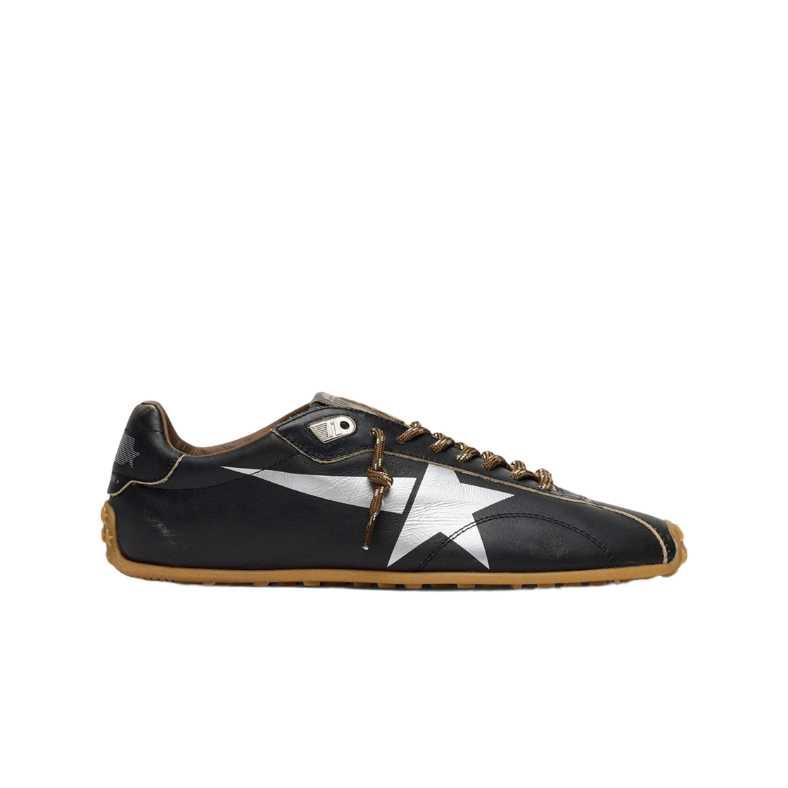GMF00892-F007405-90179 Golden Goose Marathon Speed Black Leather Upper Silver Star Sneakers Black