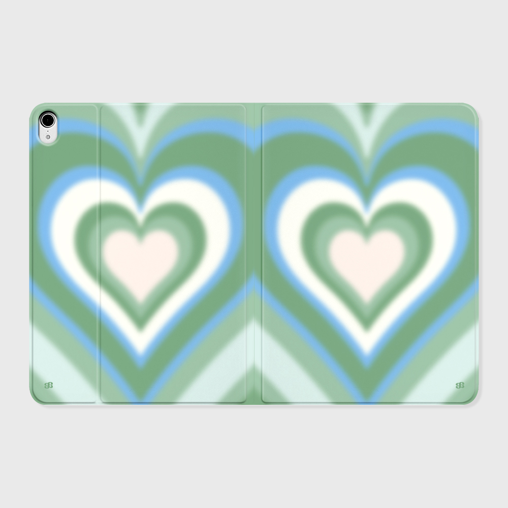어프어프 선셋 하트 그린 아이패드 커버 폴리오 케이스(earpearp Sunset Heart Green iPad Cover) - 3