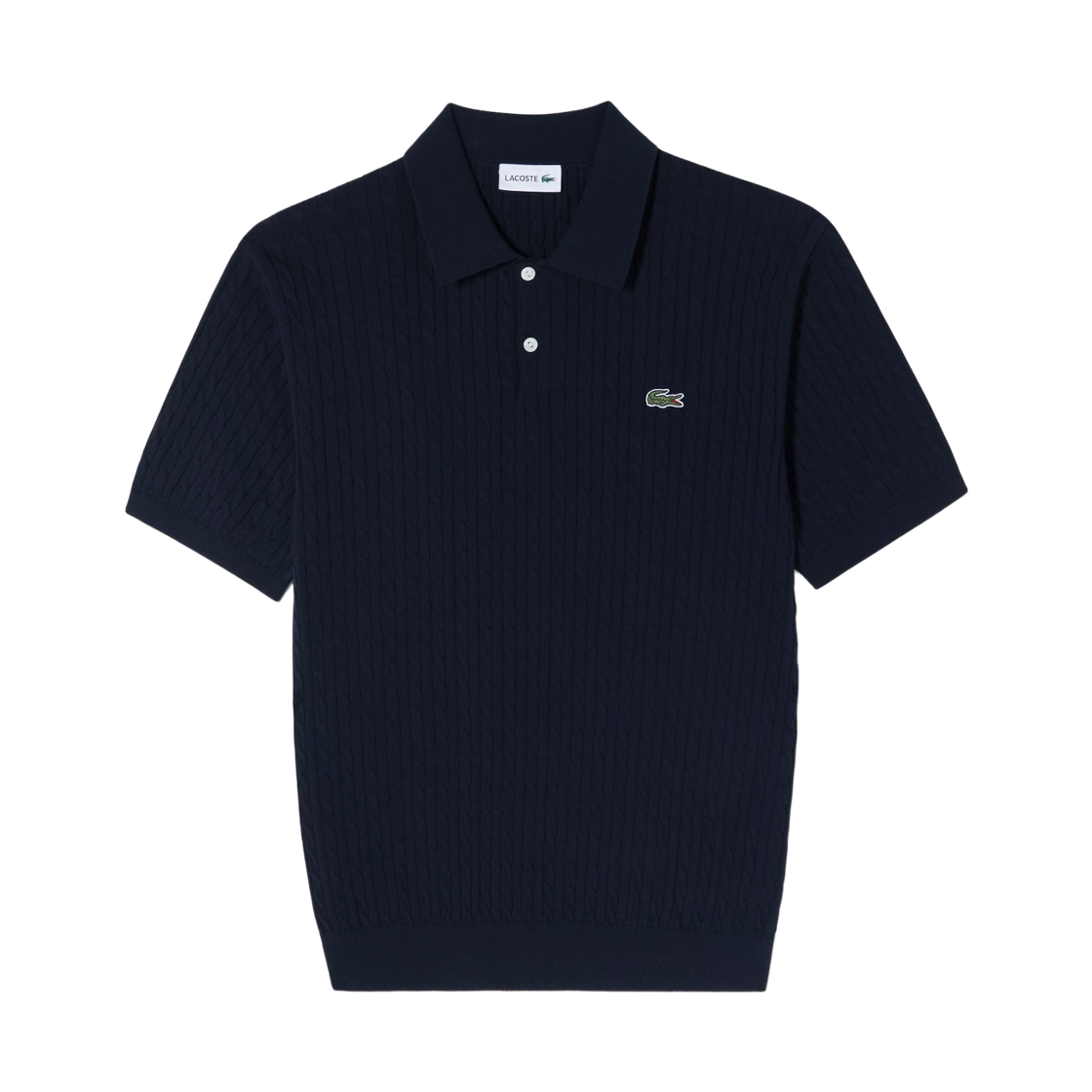 라코스테 케이블 숏슬리브 스웨터 폴로 셔츠 블루(Lacoste Cable Short Sleeve Sweater Polo Shirt Blue) - 1