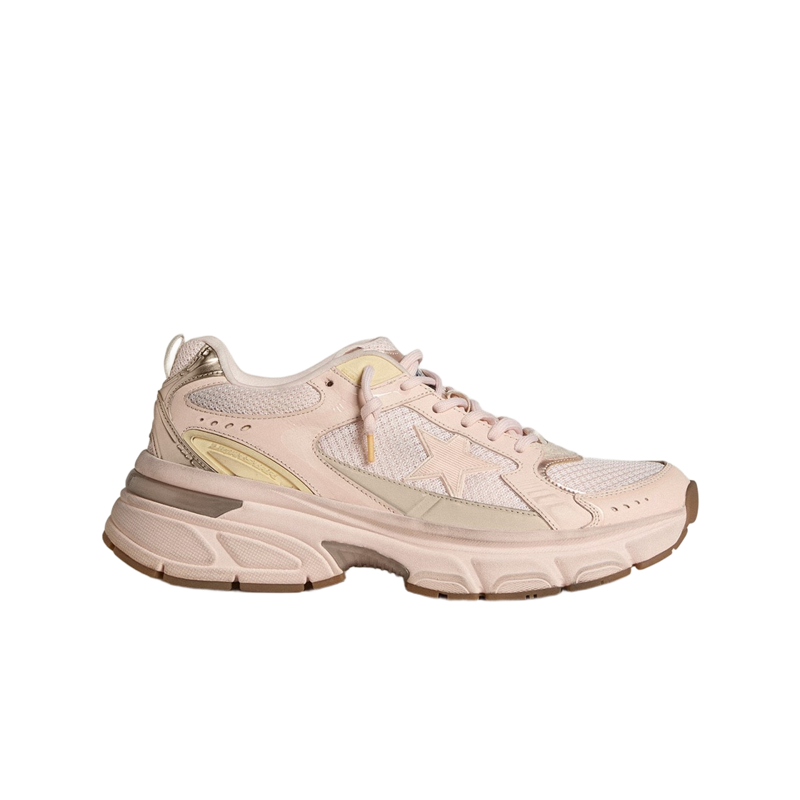 GMF00724-F006474-25747 Golden Goose Lightstar Leather Mesh Upper Star Sneakers Pink