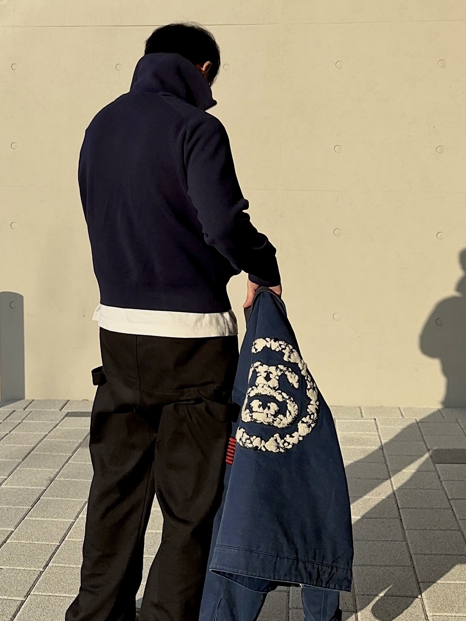 Stussy x Denim Tears Canvas Jacket Blue, Wapworks Heavy Duty Service Work Pants black 착용 스타일 - 3