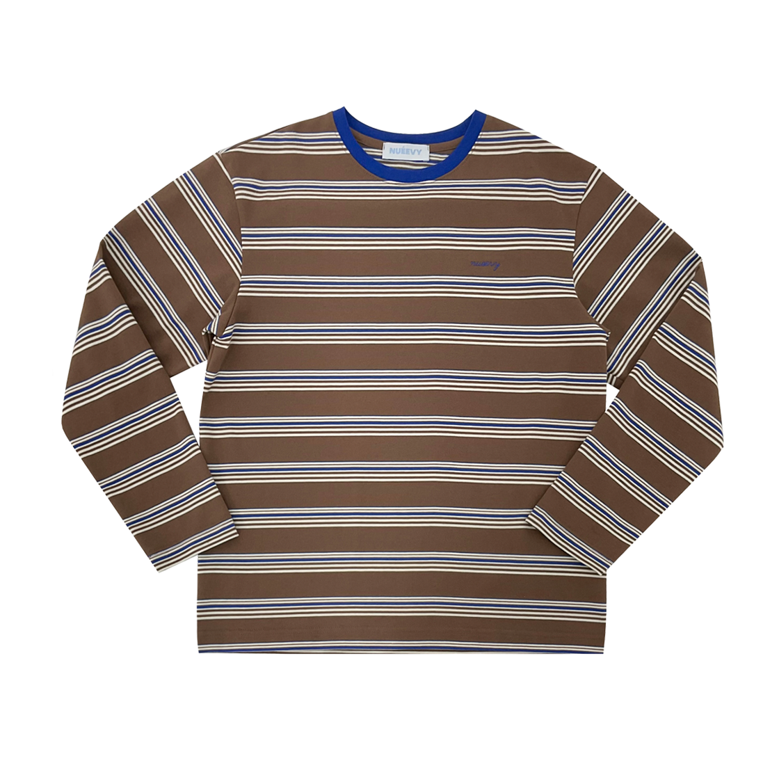 누이비 루즈 스트라이프 티셔츠 브라운&블루(Nueevy Loose Stripe T-Shirt Brwon&Blue) - 2
