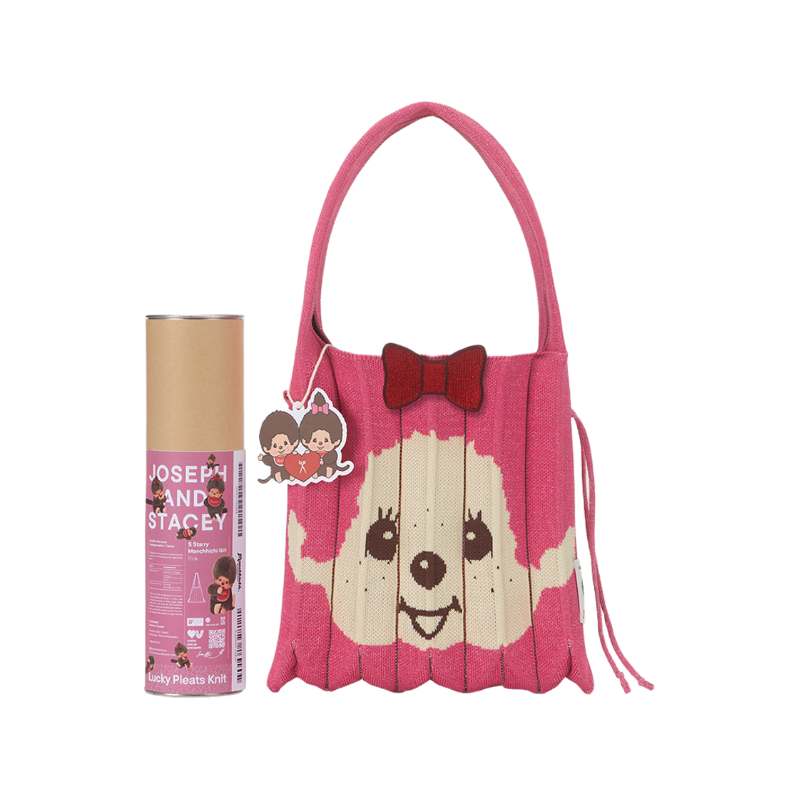 JSR01TTSL2PK_copy [KREAM 단독][사은품증정] JOSEPH&STACEY Lucky Pleats Knit S STARRY Monchhichi Girl Pink with Ribbon Wappen Red