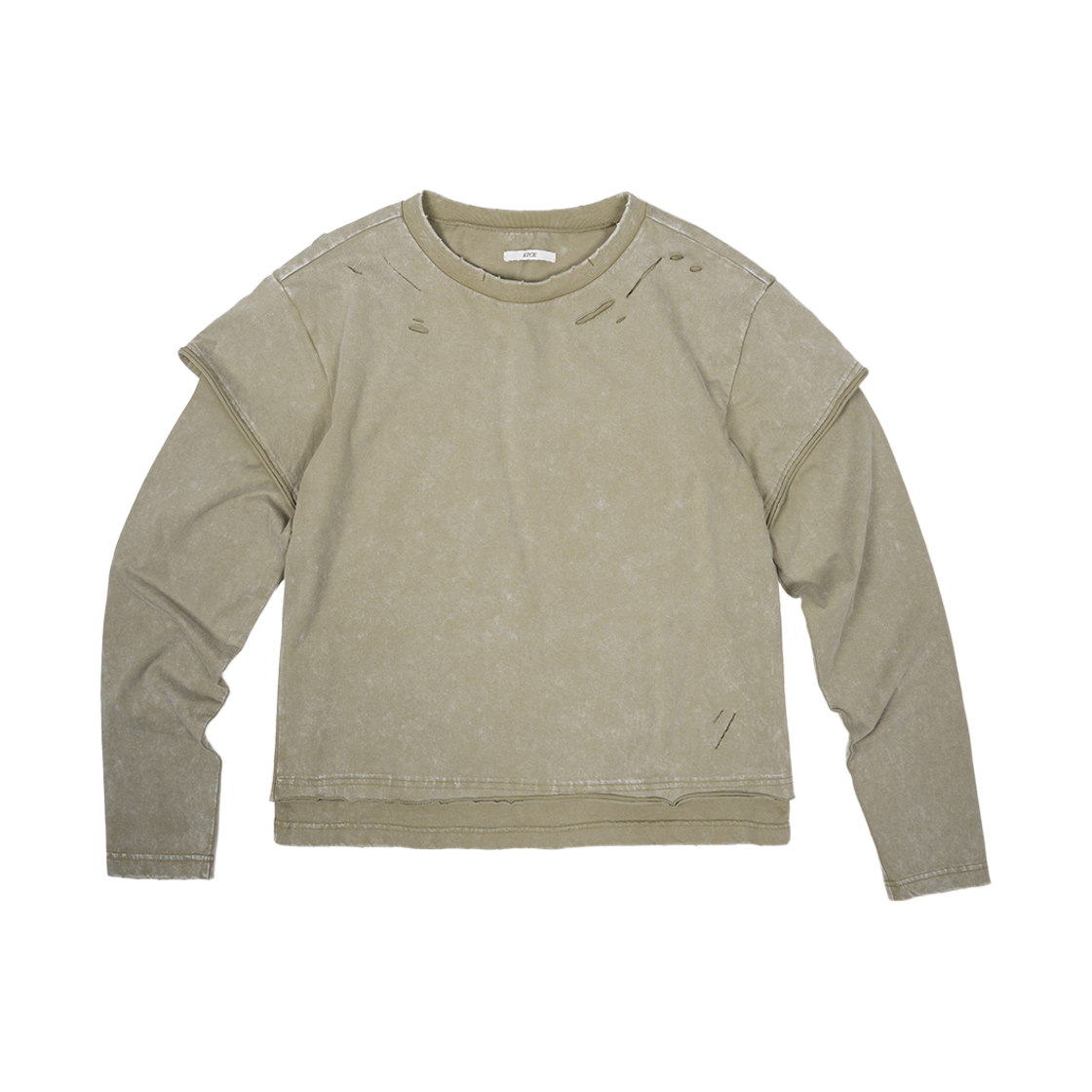 이티씨이 데미지 레이어드 롱슬리브 티 베이지(ETCE Damage Layered L/S Tee Beige)