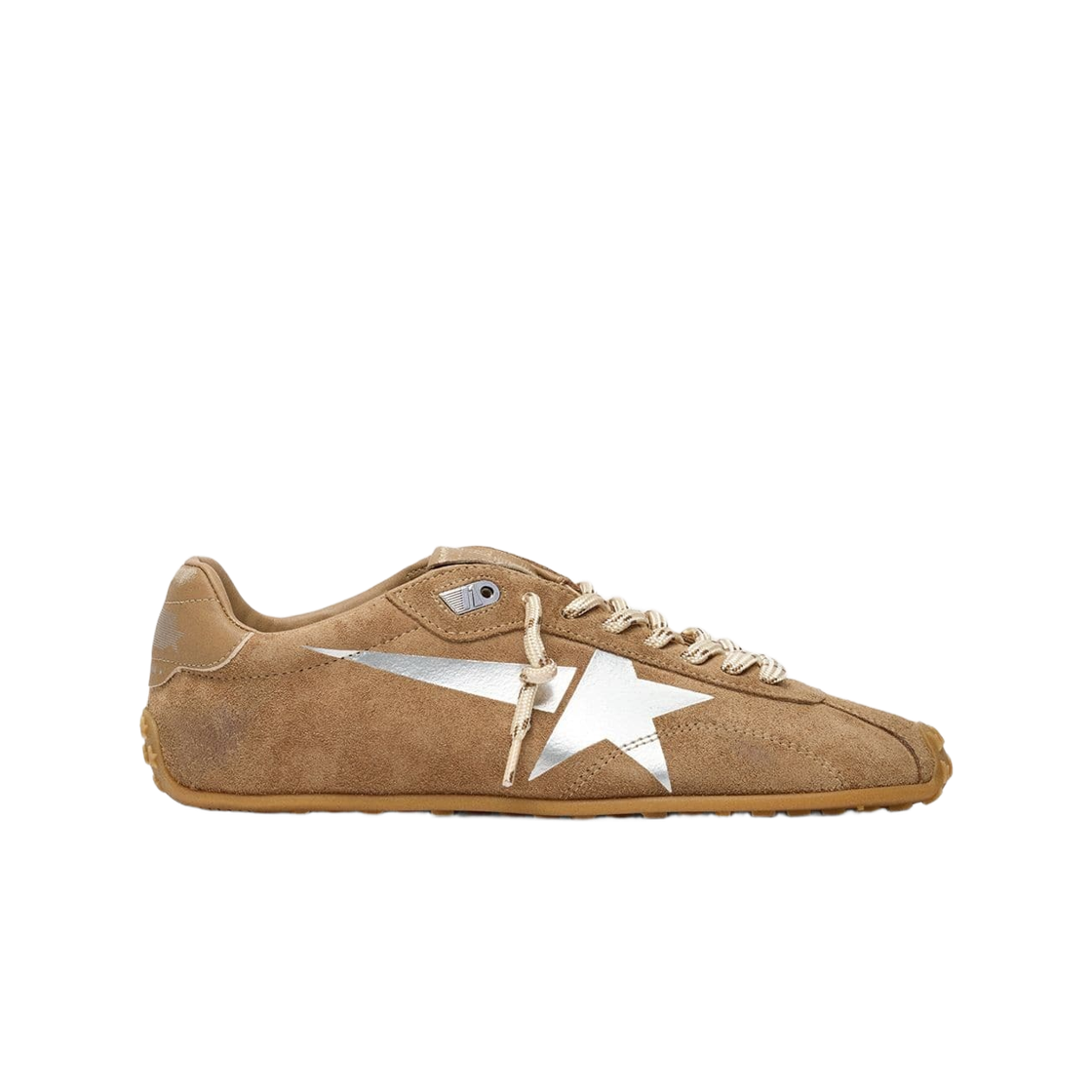 GMF00892-F007406-15331 Golden Goose Marathon Speed with Suede Upper and Silver Star Sneakers Tobacco