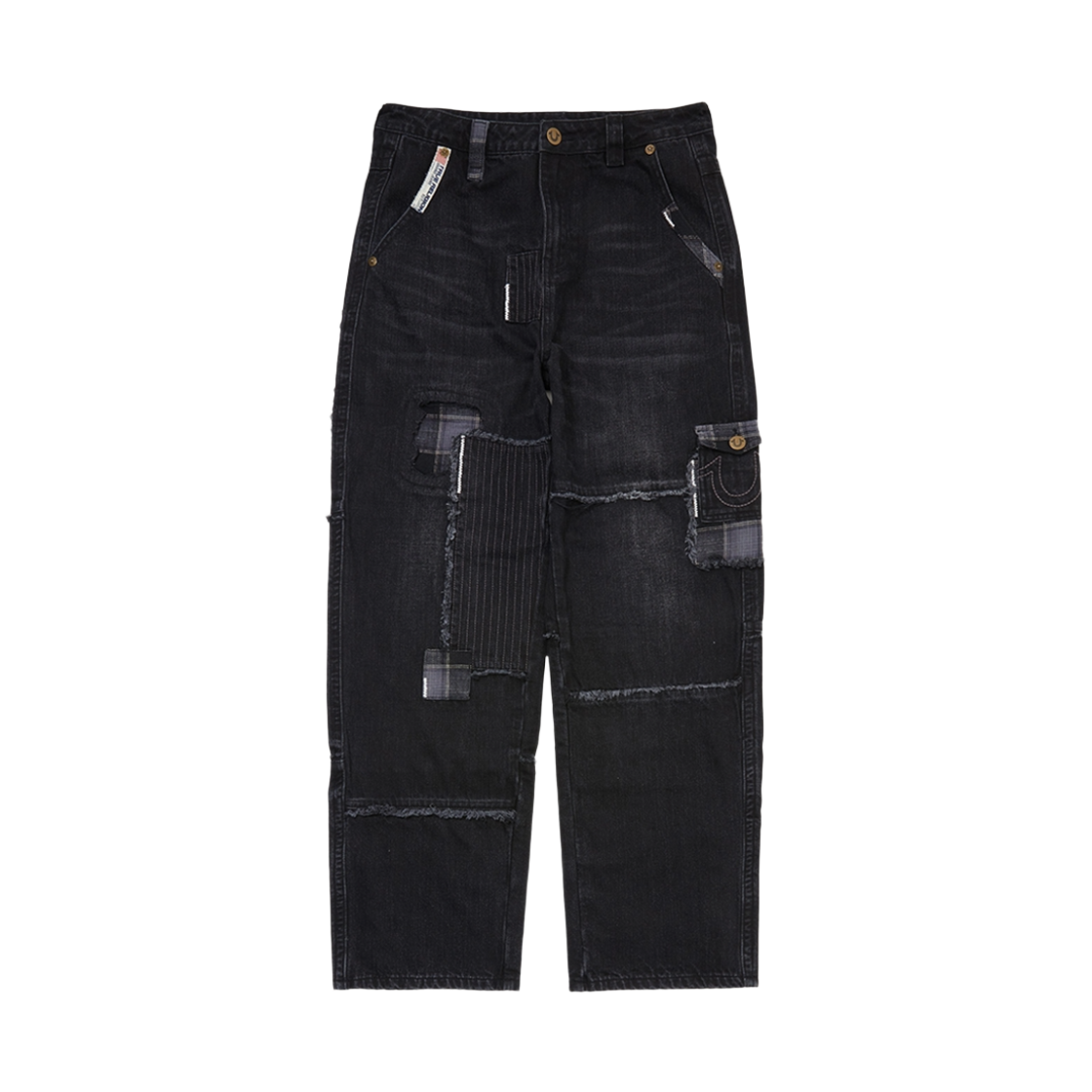 TRB1DPU503WBK True Religion Homeless Patch Work Denim Pants_Washed Black