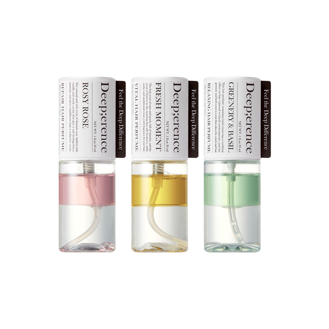 딥퍼랑스 퍼퓸 헤어미스트 30ml 3종 택1 (로지로즈/프레쉬모먼트/그리너리&바질)(Deeperence Perfume Hair Mist 30ml – Choose 1 of 3 (Rosy Rose / Fresh Moment / Greenery & Basil))