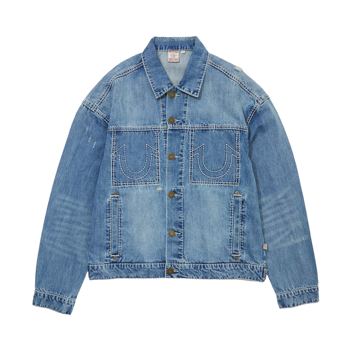 트루릴리젼 서바이벌 데미지 데님 트러커_워시드 인디고(True Religion Survival Damaged Denim Trucker_Washed Indigo)