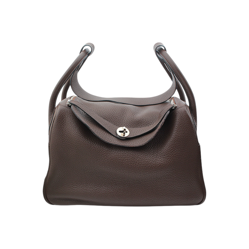 IT7IVRF3SEQC Hermes Lindy 34 Dark Chocolate Silver T