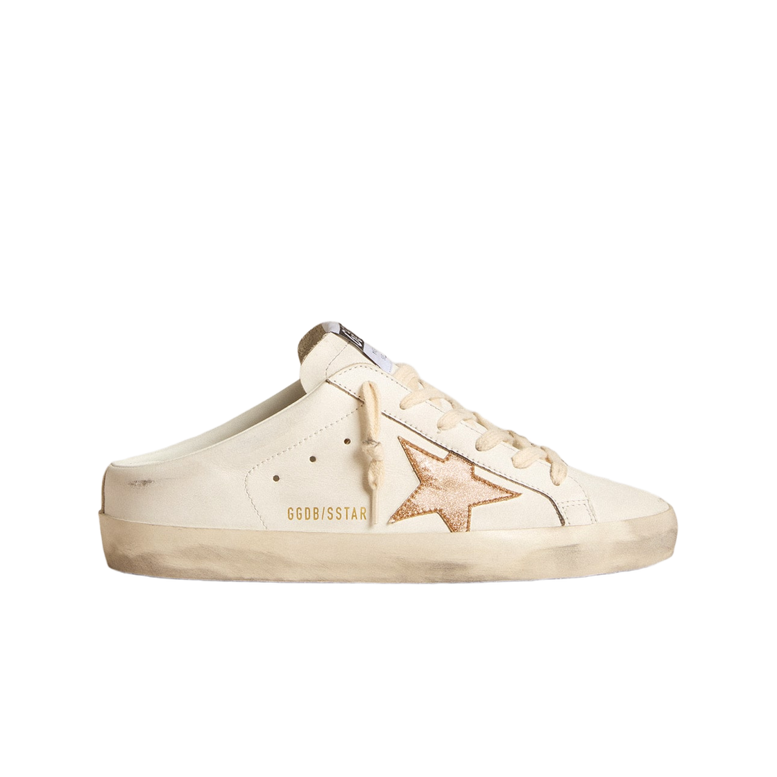 (W) 골든구스 슈퍼스타 사봇 레더 플라스틱 골드 글리터 스타 레더 스니커즈 화이트((W) Golden Goose Superstar Sabots Leather Plasticized Gold Glitter Star Leather Sneakers White) - 1