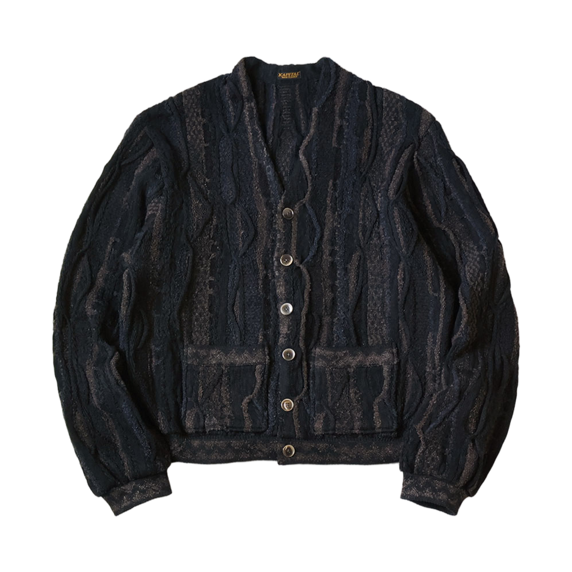 캐피탈 7G 니트 고디 쇼츠 가디건 블랙(Kapital 7G Knit Gaudy Short Cardigan Black) - 1