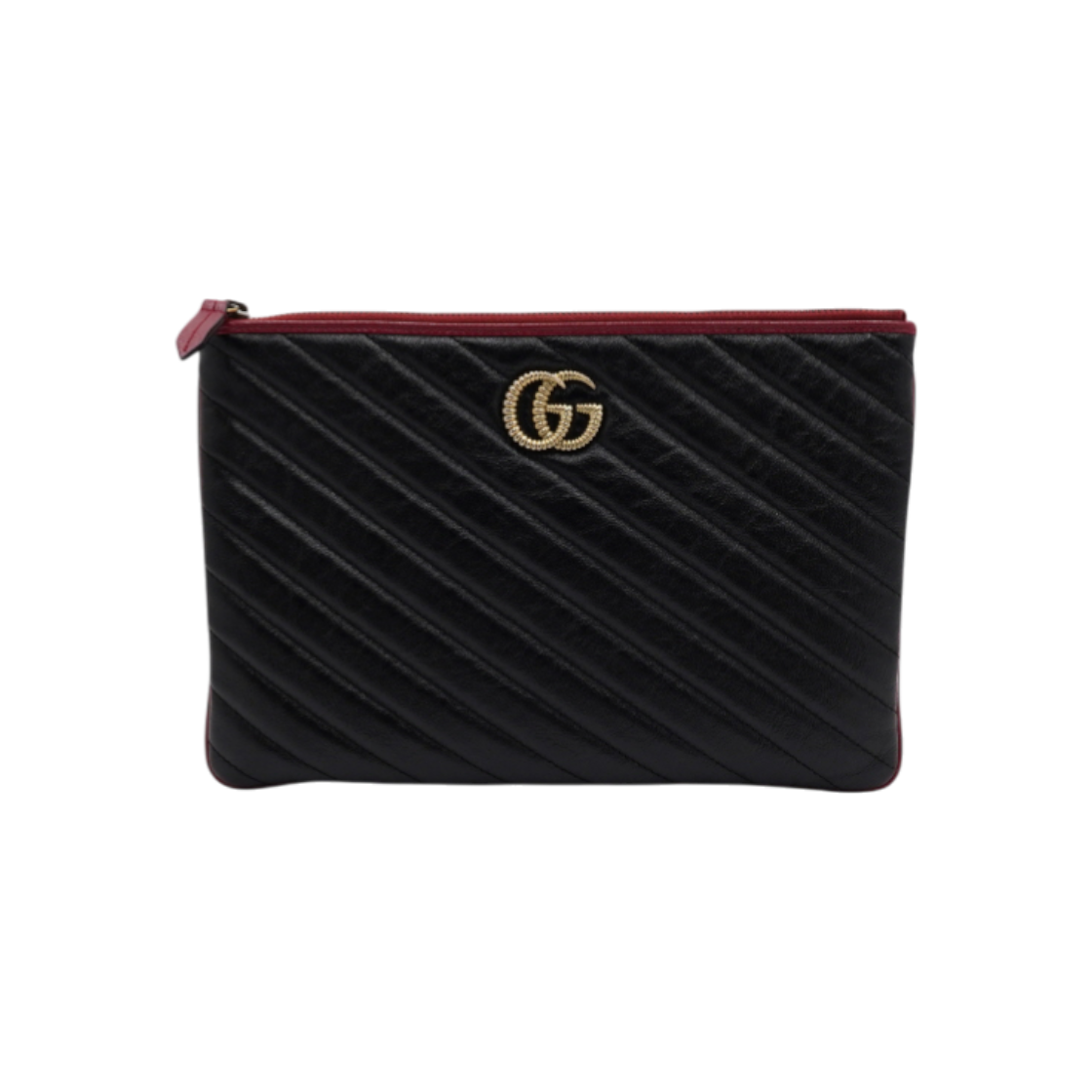 ITBOU5IFLRR4 Gucci 573814 GG Marmont Black Matelasse Clutch Bag