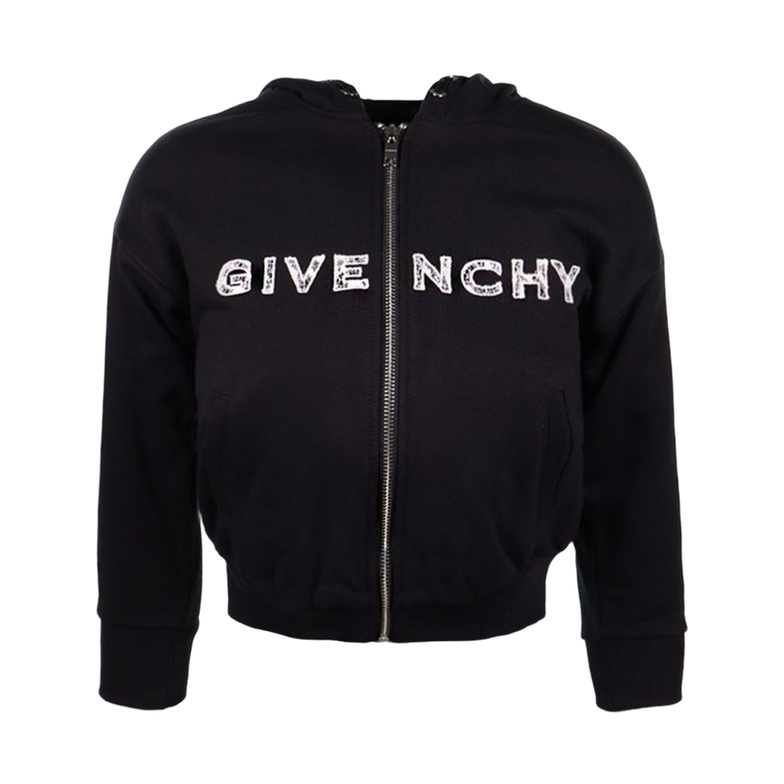 BTJ007T03F-001 (Kids) Givenchy 4G Cotton Hoodie Zip Up Black