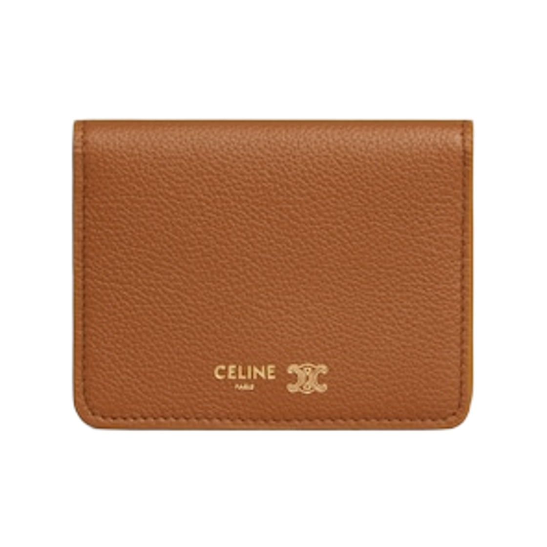 L100B2O54-GHD1 Celine Bi-Fold Card Holder Triomphe Stamp in Supple Grained Calfskin Soft Tan Soft Cream