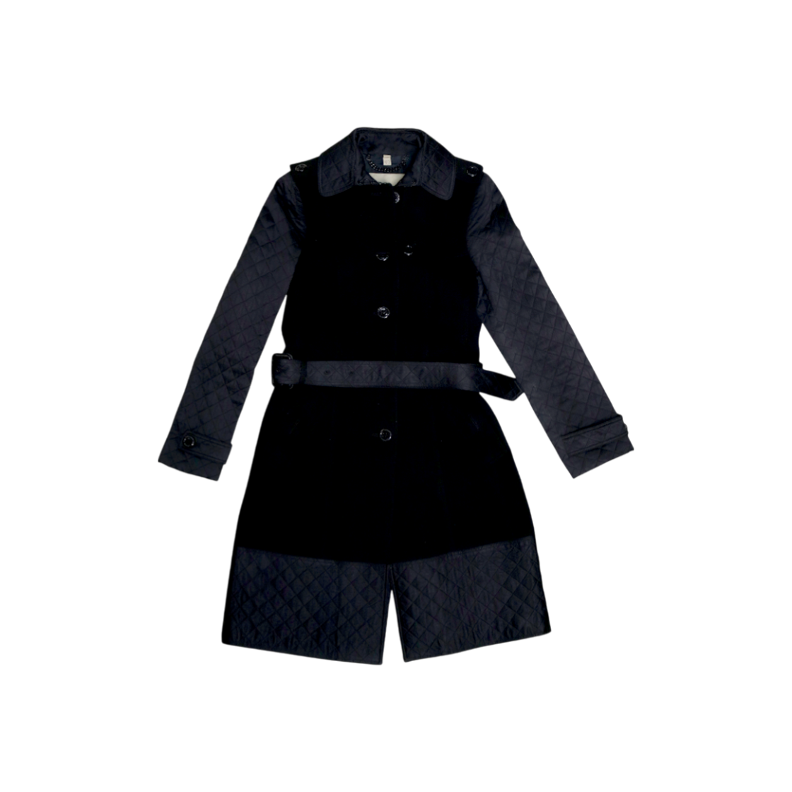 IT3LQUDN24O7 Burberry Black Quilted Belted Coat A-C50572