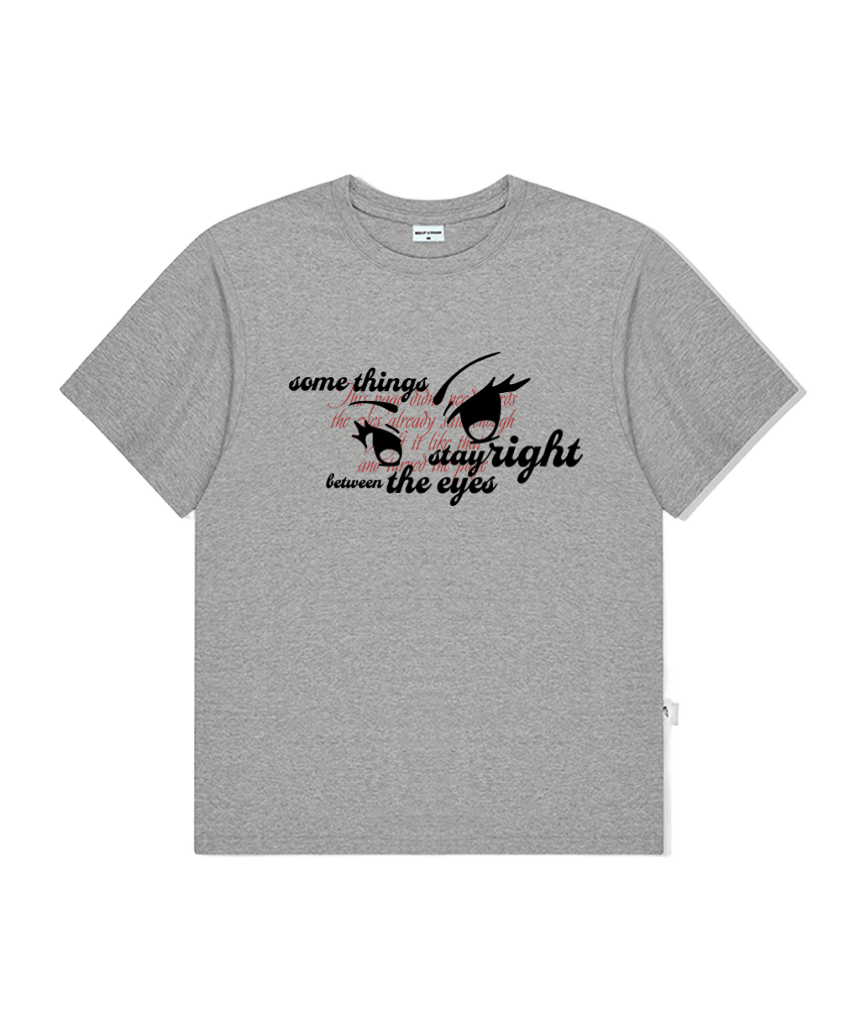 E261OTS014GR Escapefrom Between Eyes Print Oversized Short Sleeve T-Shirt Grey