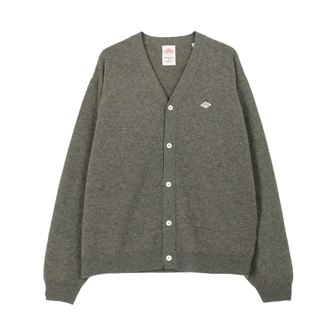 DT-D0030 Danton Lambswool V-Neck Knit Cardigan Greige
