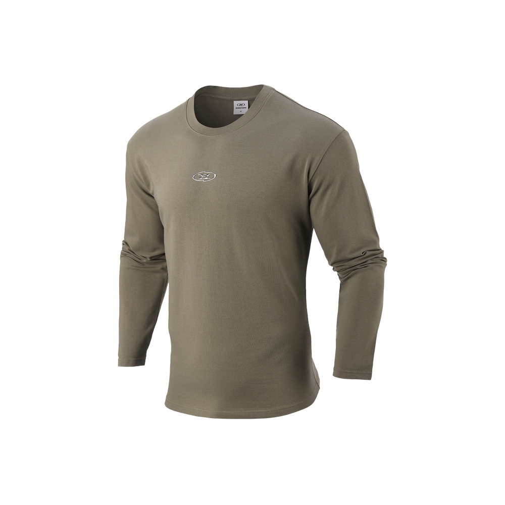 BH1MLT218KH BORN TO WIN Silver B Logo Muscle Fit Long Sleeve Khaki