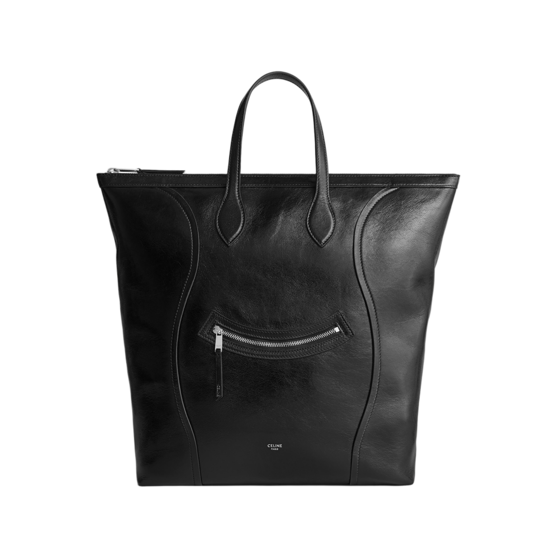 L102A3300-38SI Celine Vertical Cabas Luggage in Shiny Calfskin Black