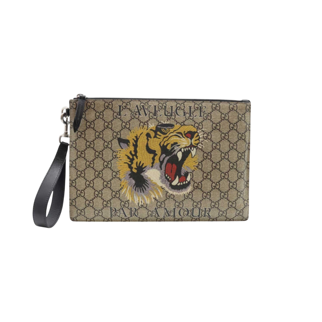IT5KJPLEEMUW Gucci 473904 GG Supreme Tiger Clutch