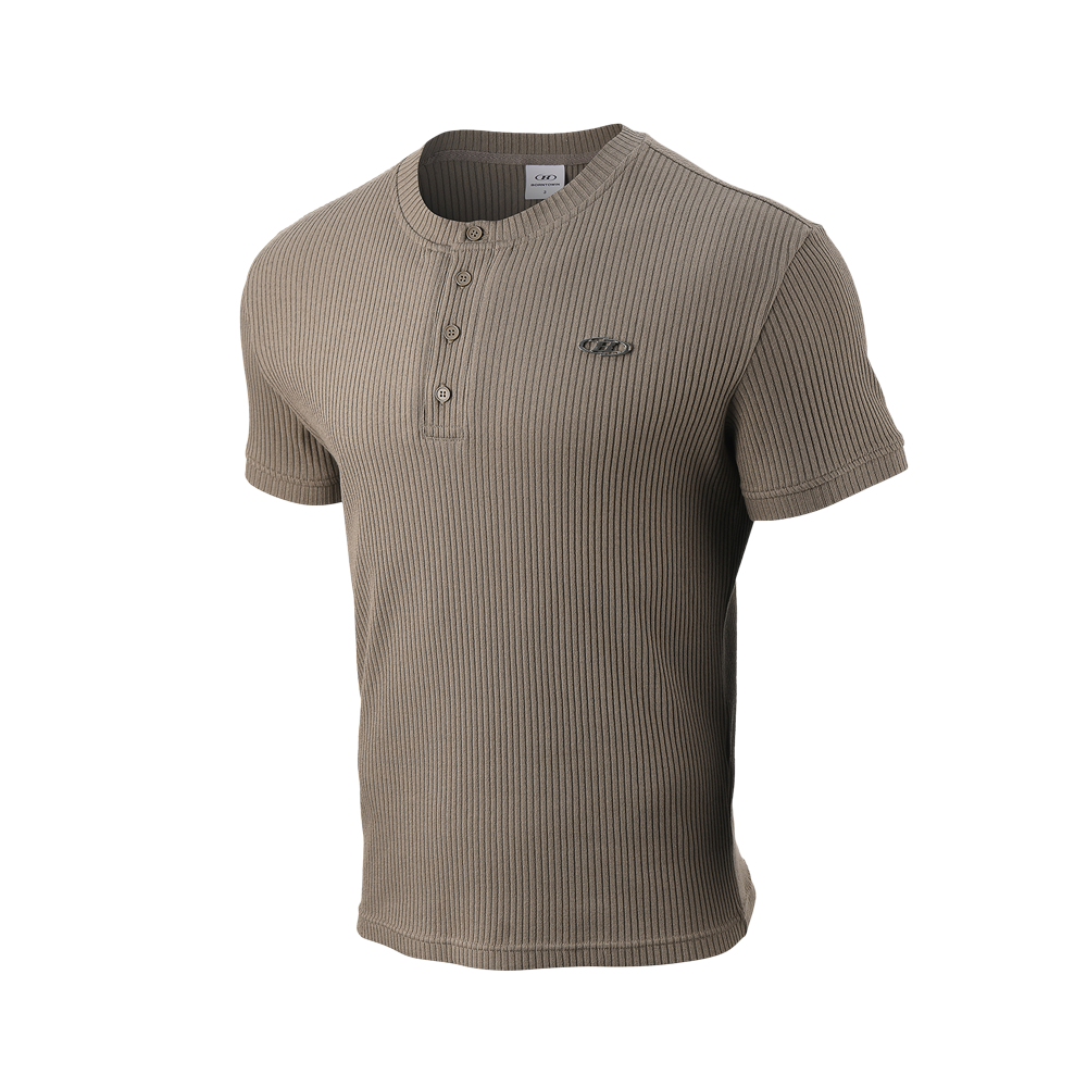 BH1MST225KH BORN TO WIN B Pendant Henry Neck Muscle Fit T-Shirts Khaki