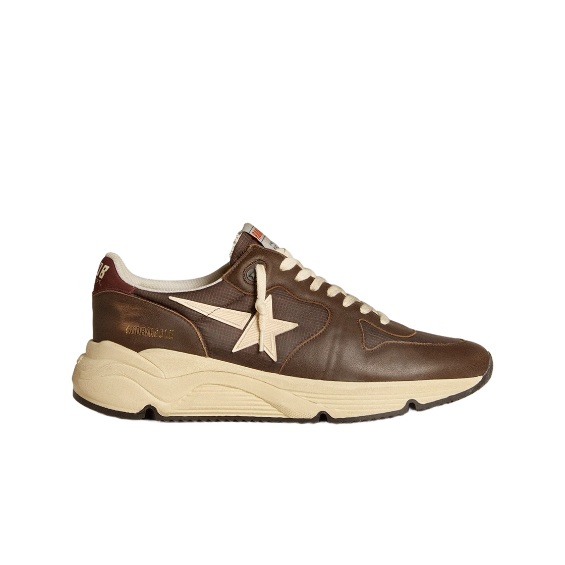 GMF00126-F006664-55634 Golden Goose Running Sole in Nylon and Leather with TPU Star and Nubuck Heel Tab Sneakers Brown