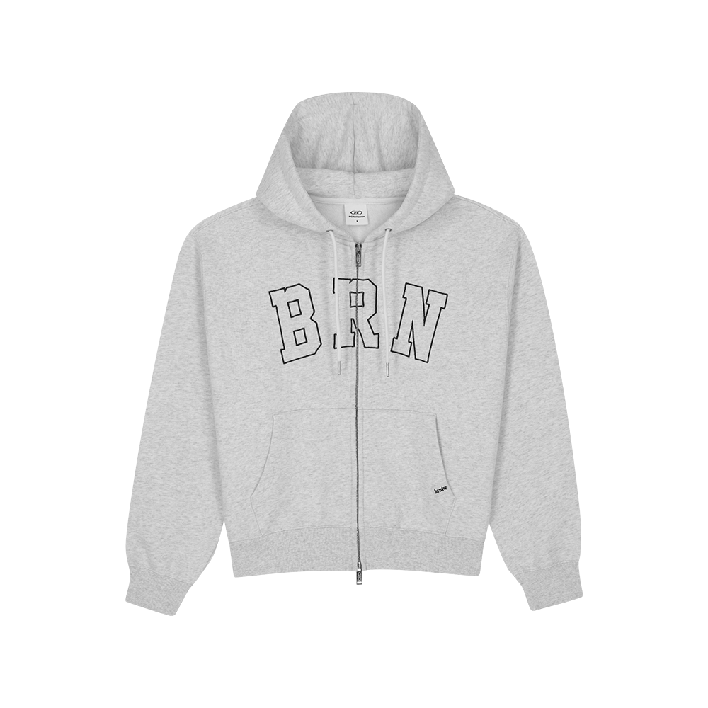 BH1WJK237WM BORN TO WIN W Brn Relax Fit Hoodie Zip-Up White Melange