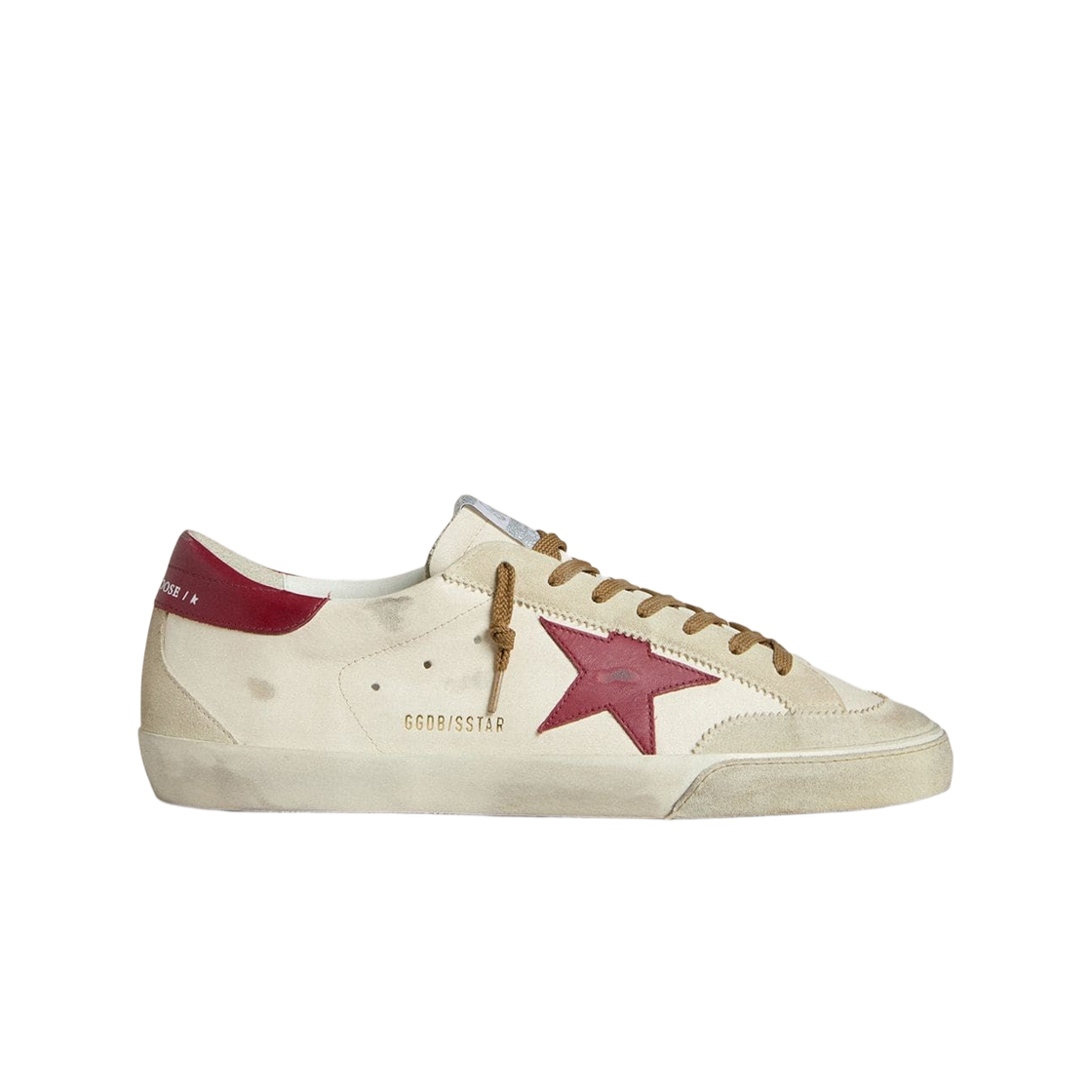 GMF01019-F007920-11196 Golden Goose Superstar Red Leather Star Beige Suede Inserts Sneakers White