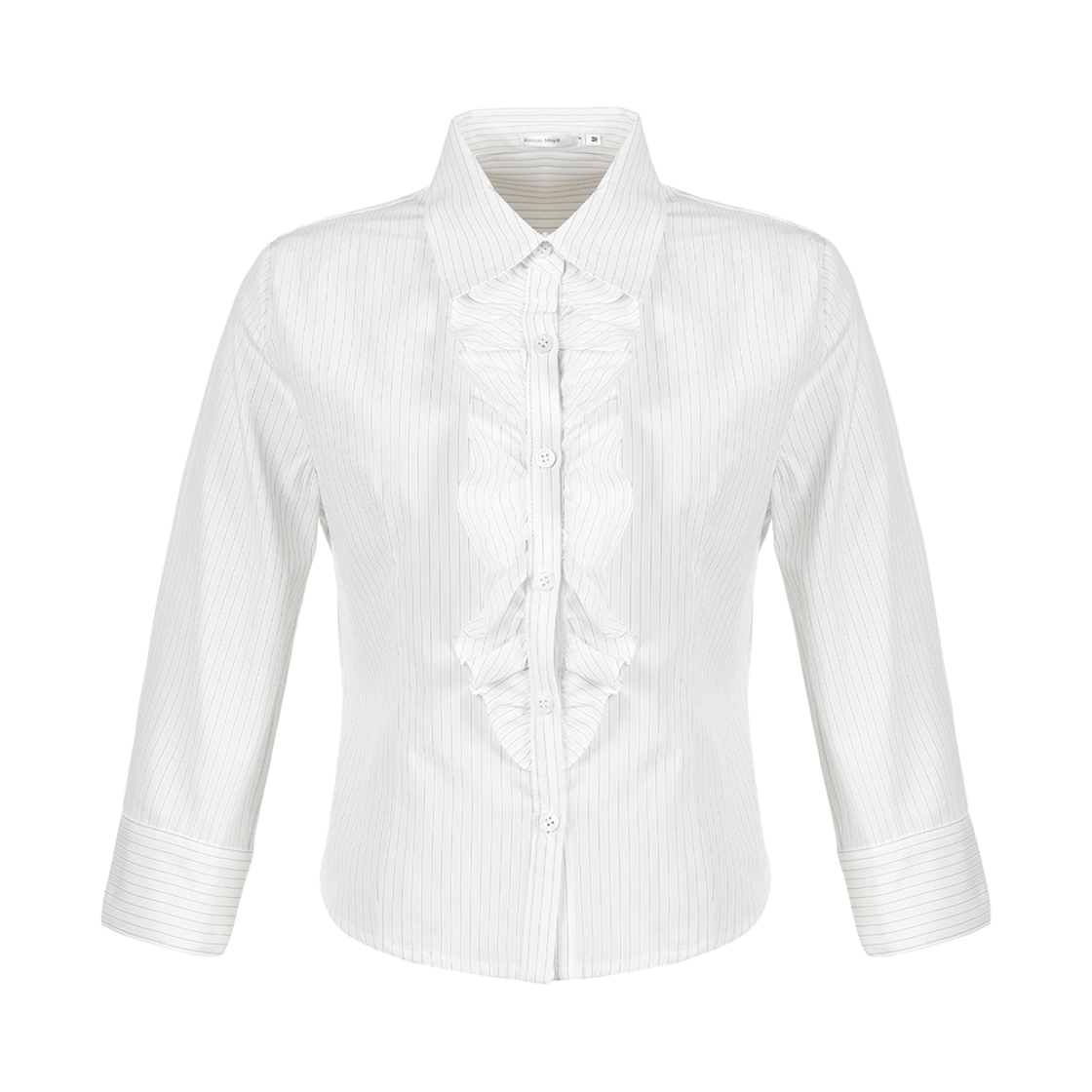 RMBL6101WH REISE MIYA Nari Ruffle Crop Shirt White
