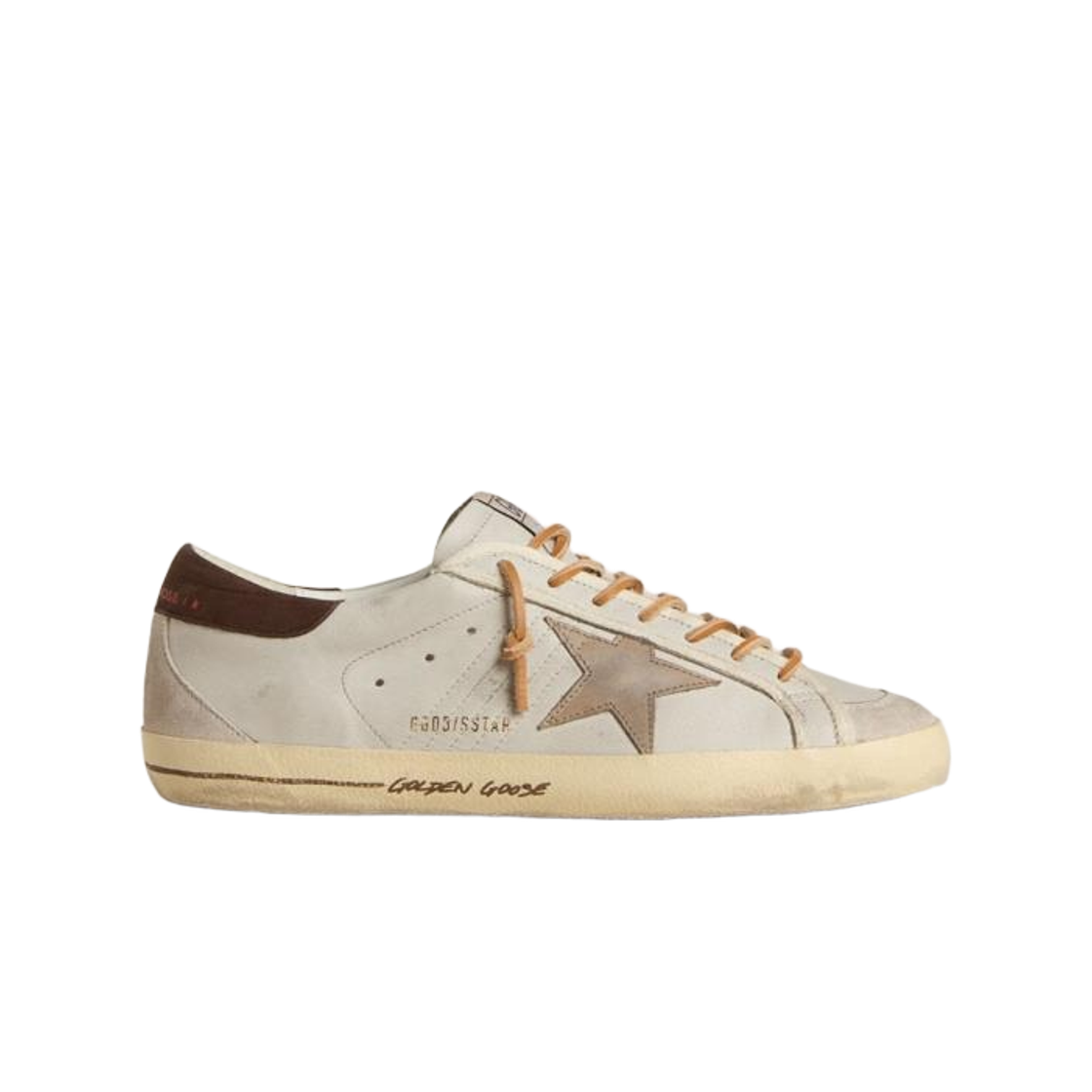 GMF00595-F007338-60601 Golden Goose Superstar Tobacco Brown Crocodile Print Leather Star Black Leather Heel Tab Sneakers White