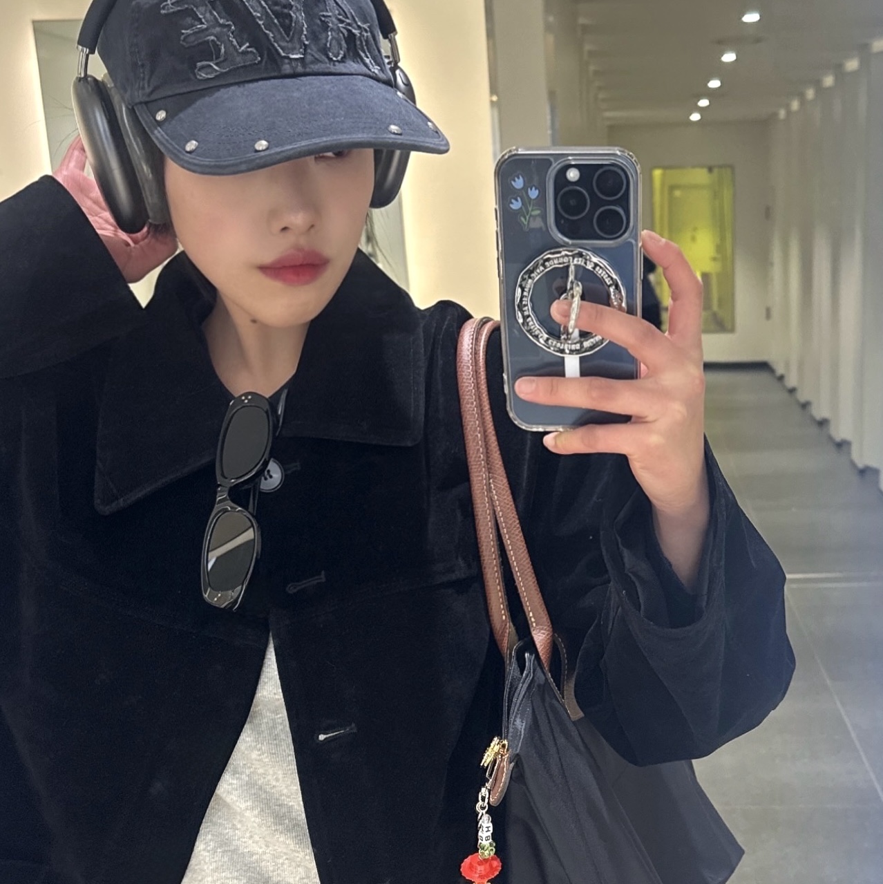 Longchamp Le Pliage Original Tote Bag M Black, Aviemuah Ave Mac Phone Knob Rhodium 착용 스타일