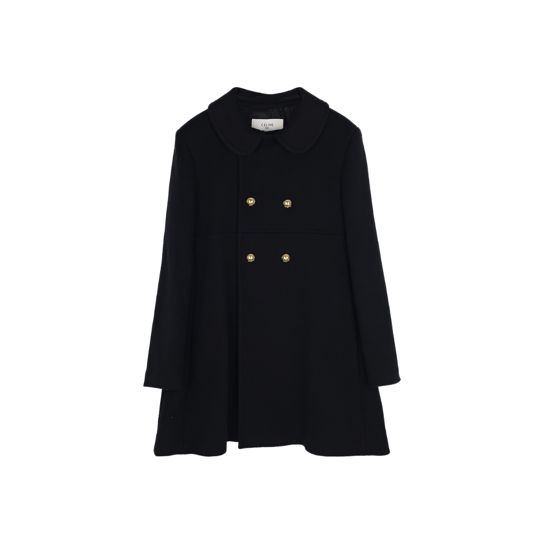 IT2VWWHOUJ4F Celine Victoria Cashmere Double-Faced Coat 40 Black (6ET0489)