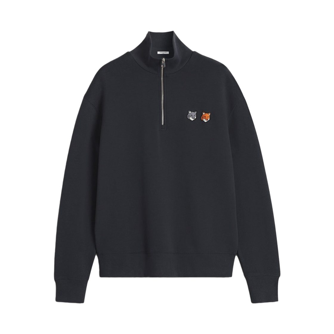 메종 키츠네 더블 폭스 헤드 하프 집 컴포트 스웨트셔츠 앤트러사이트(Maison Kitsune Double Fox Head Half Zip Comfort Sweatshirt Anthracite) - 1