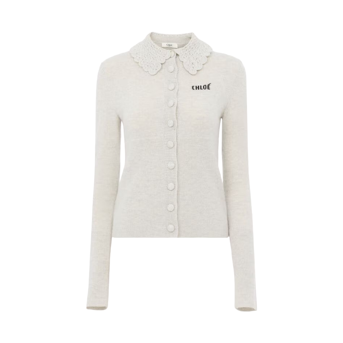 (W) 끌로에 울 니트 피티드 로고 가디건 스위트 그레이((W) Chloe Wool Knit Fitted Logo Cardigan Sweet Grey)