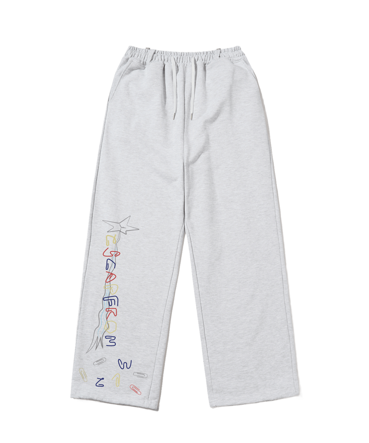 E261SP007WM Escapefrom Warrr Clips Print Sweatpants White Melange