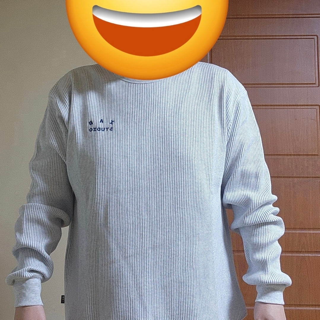 IAB Studio IAB Waffle Long Sleeve Light Gray 착용 스타일 - 1