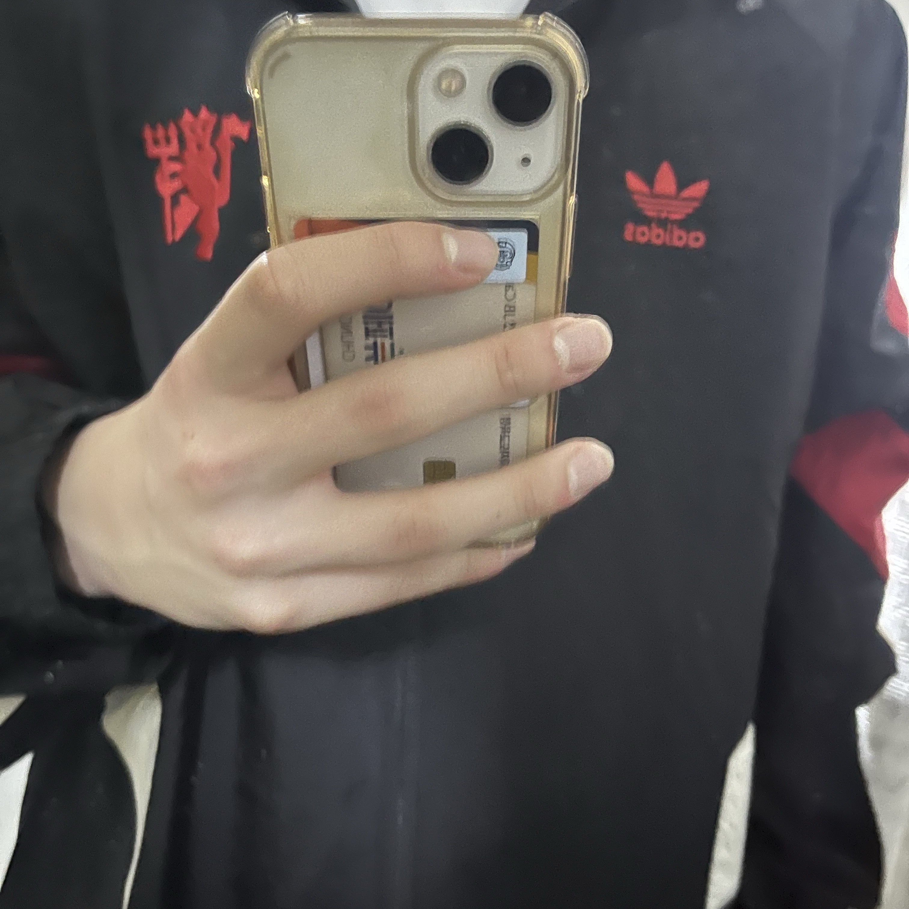 Adidas Manchester United Originals Track Top Black Red - KR Sizing 착용 스타일 - 3