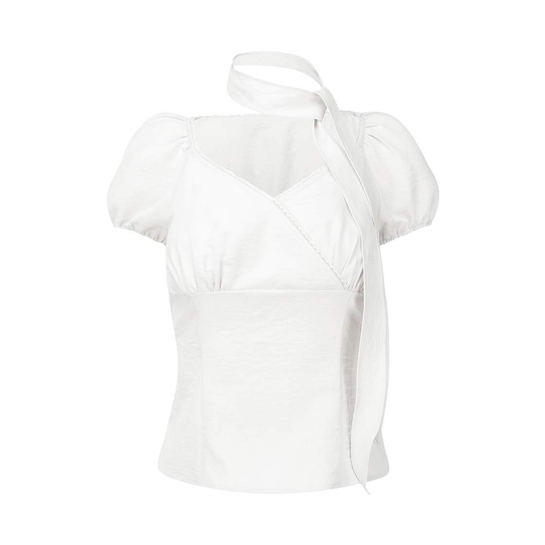 레이즈미야 코우키 타이 랩 블라우스 화이트(REISE MIYA Kouki Tie Wrap Blouse White)