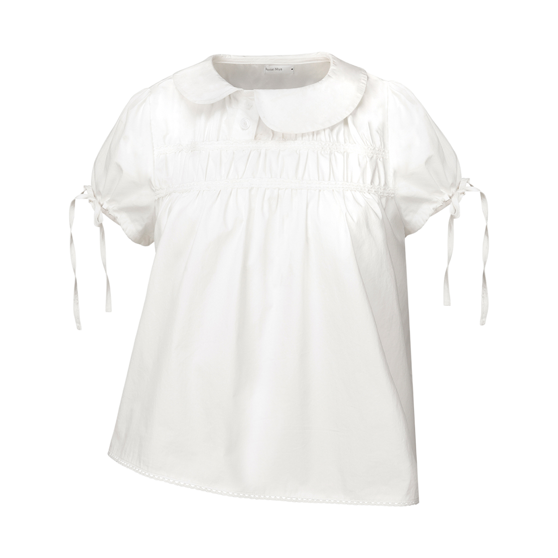 레이즈미야 레이시 언발 블라우스 화이트(REISE MIYA Lacy Unbalance Blouse White)