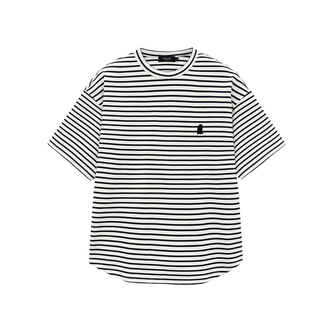 지오송지오 셈블런스 커브컷 스트라이프 티셔츠 화이트 ZH2TS813WH(ZIOSONGZIO SEMBLANCE Curve Cut Stripe T-Shirt White) - 1