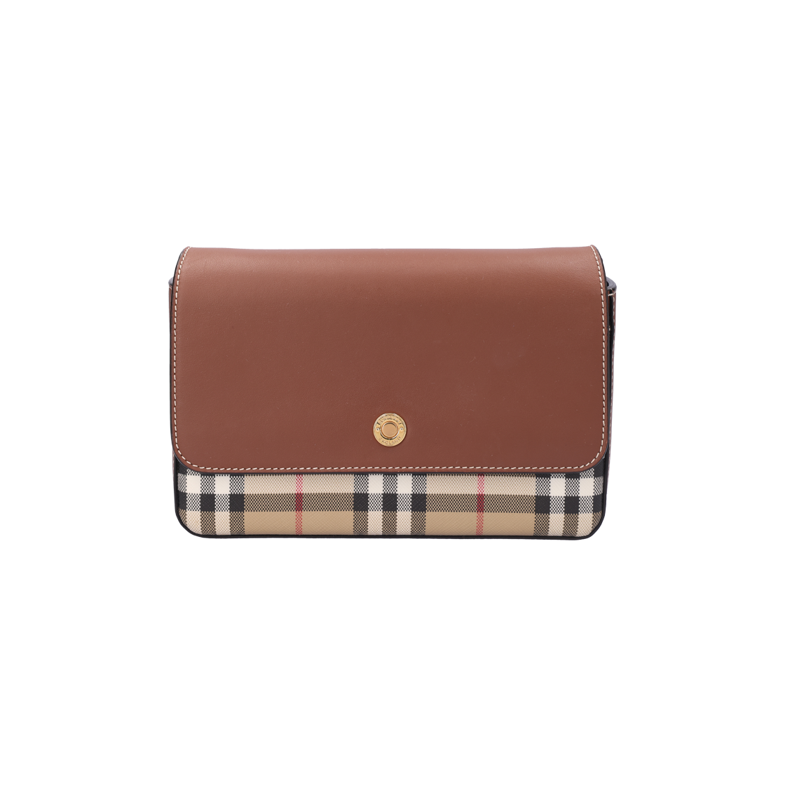 IT5TCMDF26M7 Burberry Vintage Check Leather Penny Bag - Archive Beige Tan