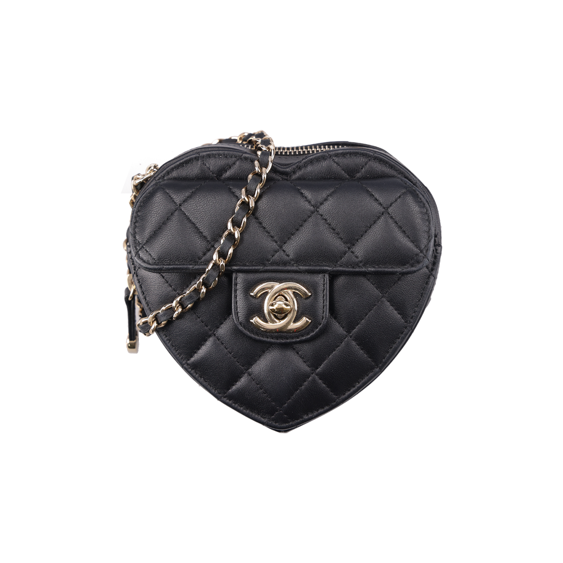 샤넬 AP2784 하트 미니 체인백 레더 블랙 금장(Chanel AP2784 Heart Mini Chain Bag in Black Leather with Gold Hardware)