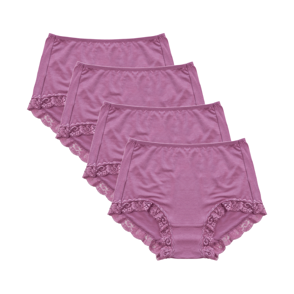 (W) 에이원 모달 레이스 팬티 1701 4팩 바이올렛((W) AONE Modal Lace Panty 1701 4-Pack Violet) - 1