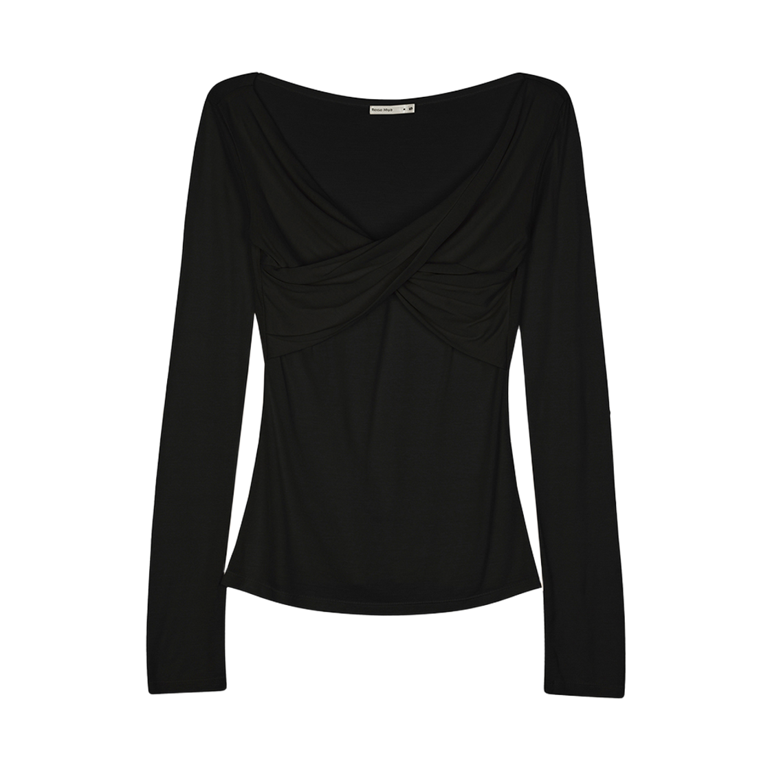 레이즈미야 아오이 리본 발레 셔링 티 블랙(REISE MIYA Aoi Ribbon Ballet Shirring T-Shirt Black) - 1