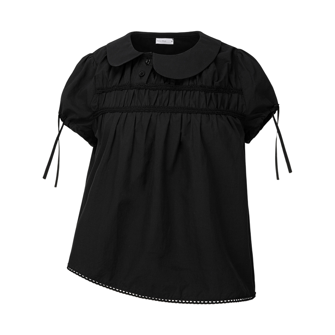 레이즈미야 레이시 언발 블라우스 블랙(REISE MIYA Lacy Unbalance Blouse Black)