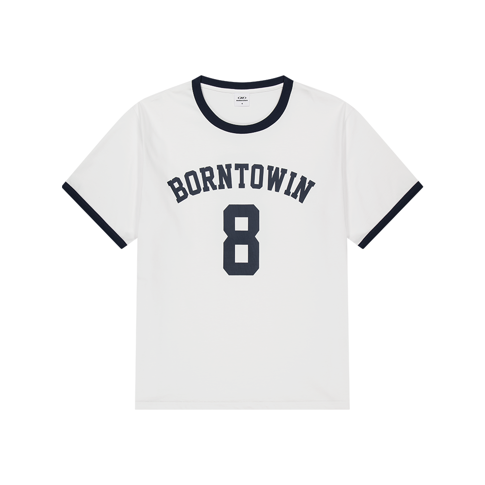 본투윈 넘버 링거 레귤러핏 티셔츠 화이트(BORN TO WIN Number Ringer Regular Fit T-Shirts White)